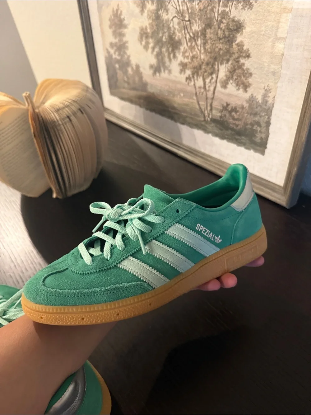 adidas Green Suede Sneakers with Gum Sole